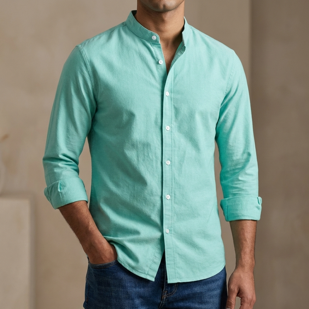 Men's Solid Colour Ban color Shirt  (paste)